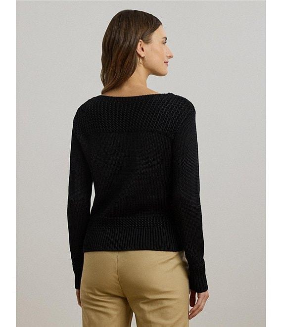 Lauren Ralph Lauren Knit Boat Neck Long Sleeve Top Product Image