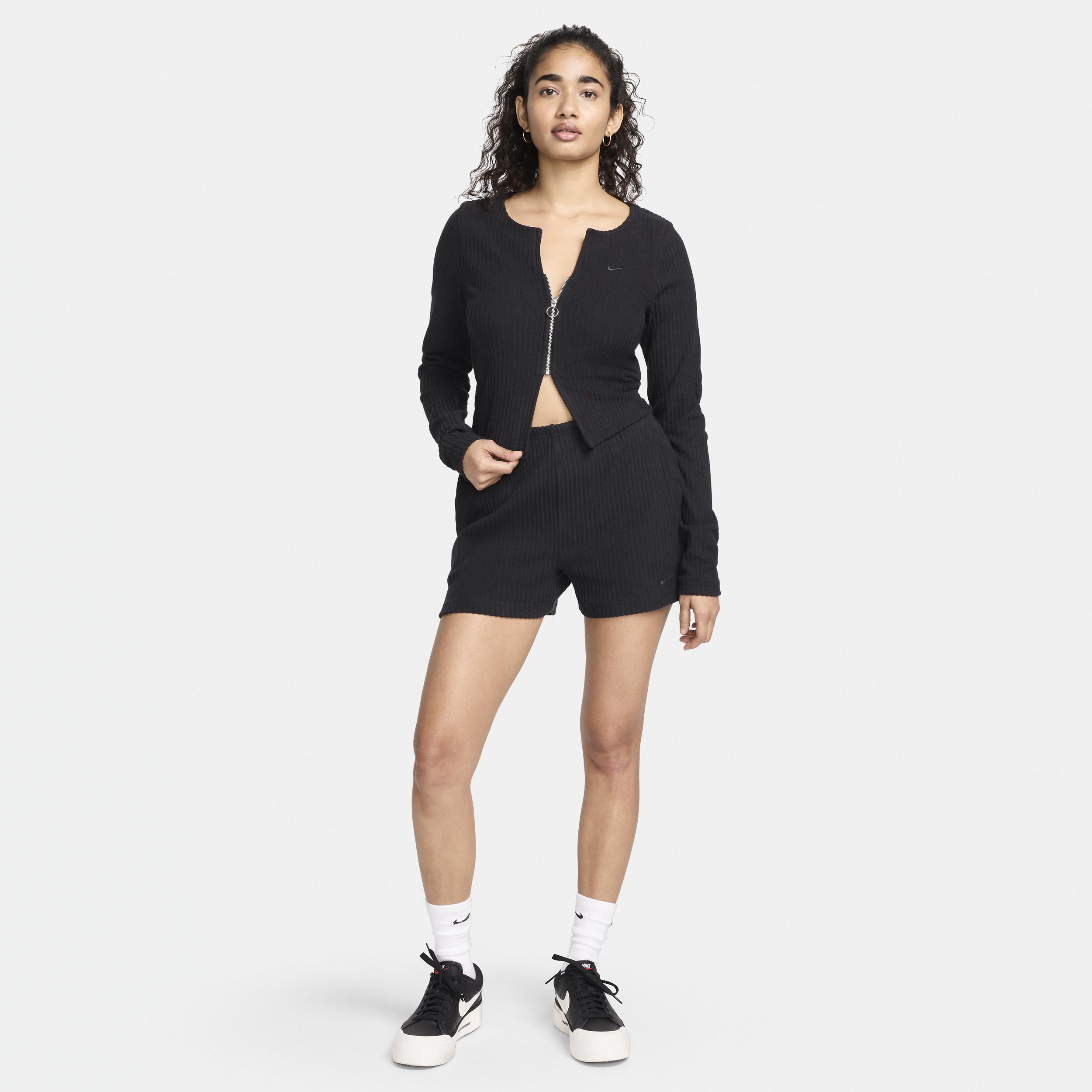 Nike Womens Nike Chill Knit Rib F/Z Cardigan - Womens Black/Black Product Image