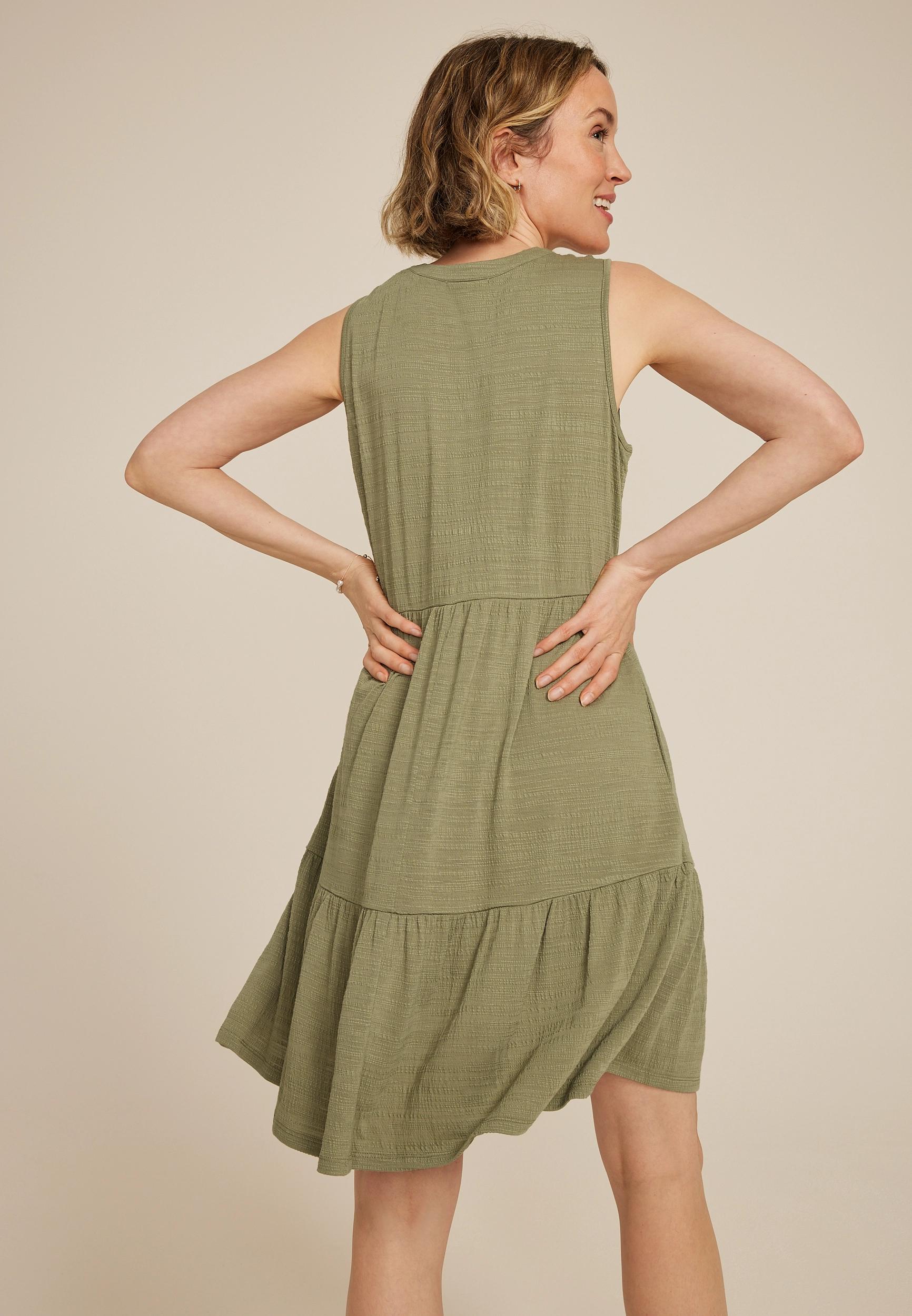 Bare Textured Notch Neck Skater Dress Product Image