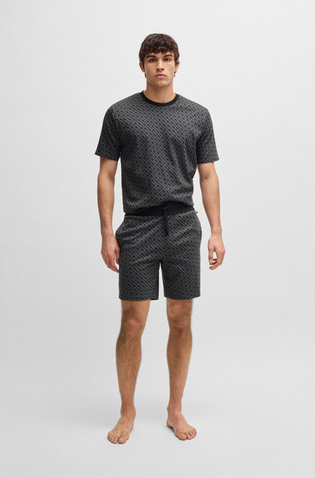 Interlock-cotton pajama shorts with monogram print Product Image