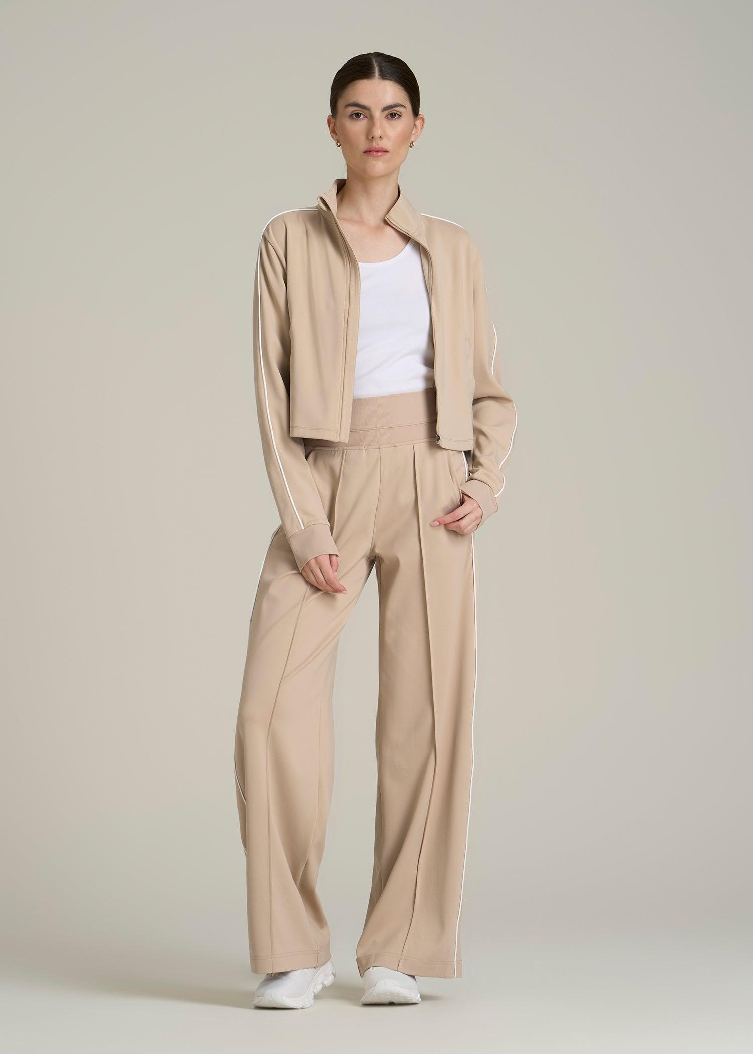 Track Pants with Piping for Tall Women in Clay Female Product Image
