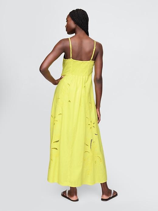 Linen-Blend Embroidered Maxi Dress Product Image