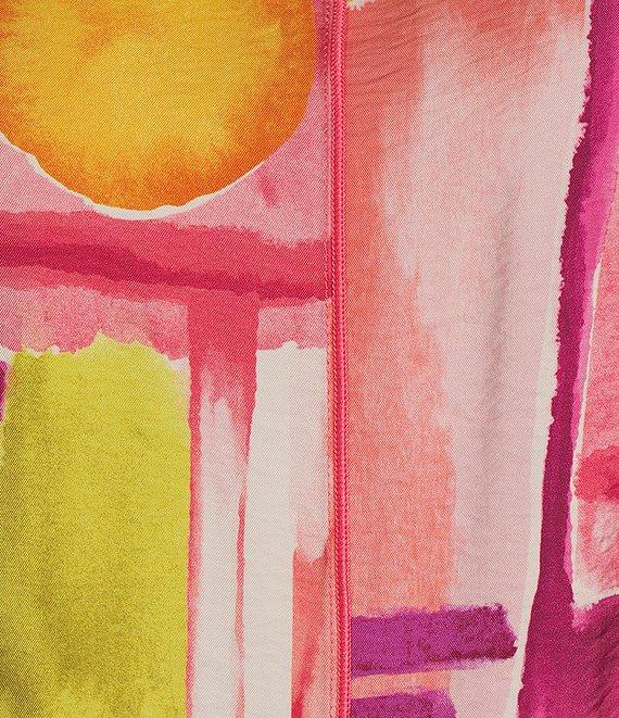 IC Collection Plus Size Woven Geo Print Boat Neck 3/4 Sleeves Asymmetrical Tunic Product Image