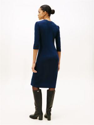 Puff-Sleeve Rib-Knit Dress Product Image