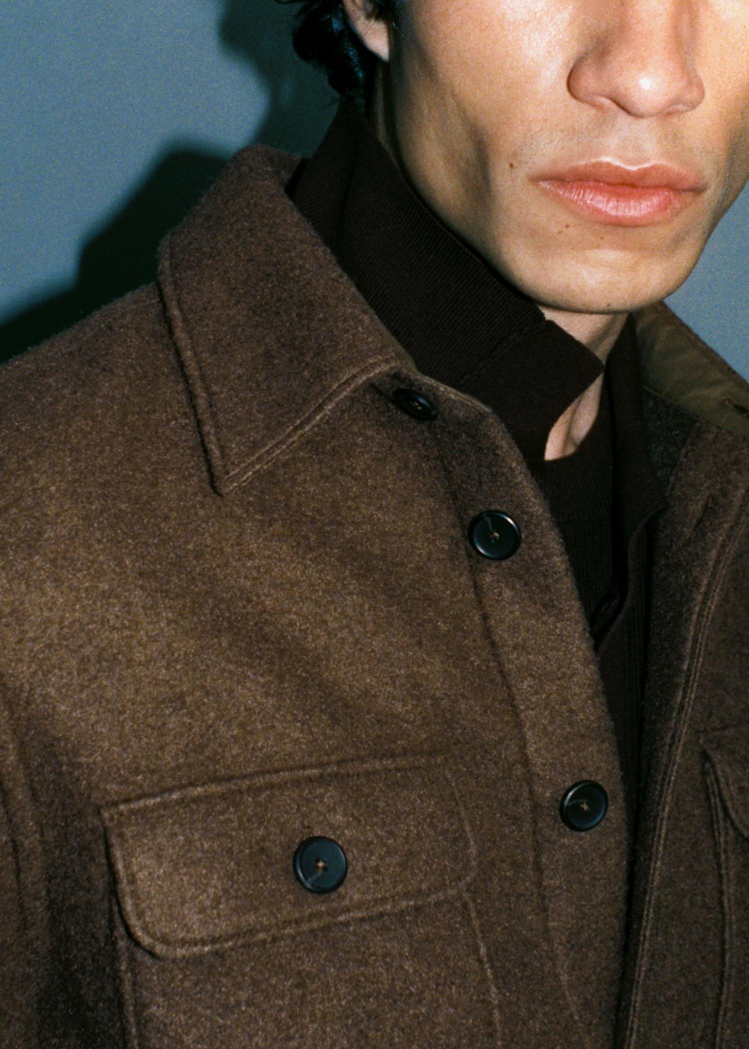 Wool-blend overshirt with pockets - Men | MANGO USA Product Image