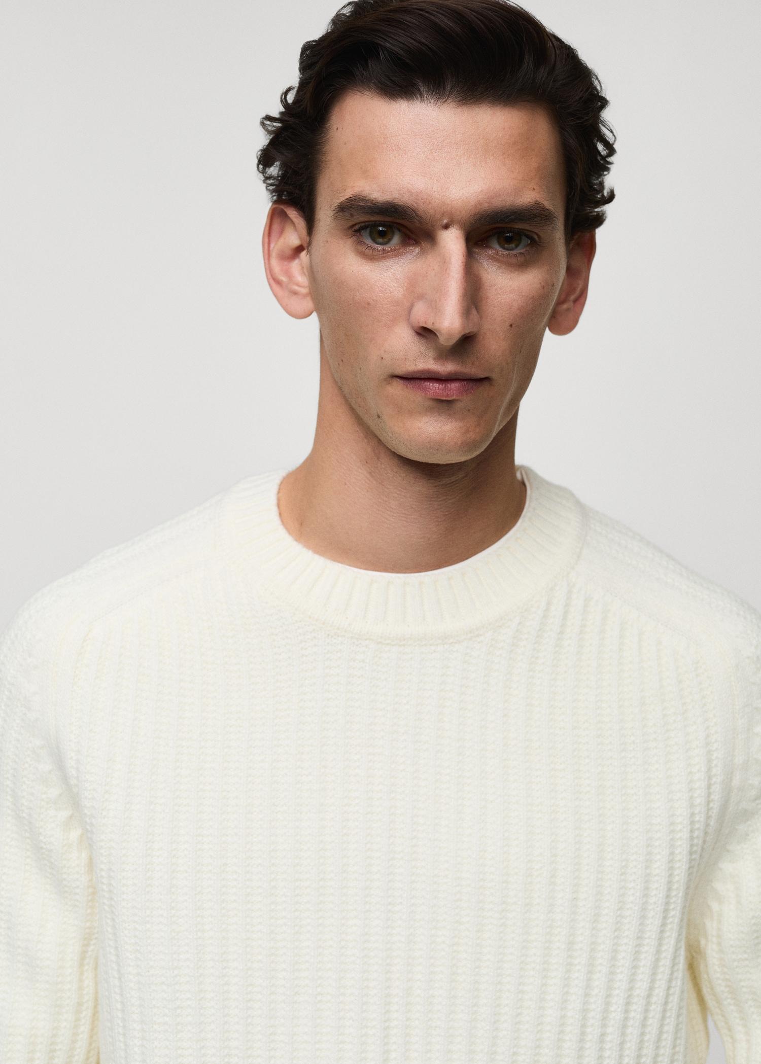 Wool-blend rib-knit sweater - Men | MANGO USA Product Image