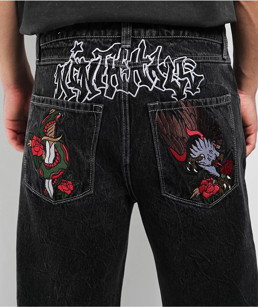 Ninth Hall Ambush Embroidered Black Denim Jeans Product Image