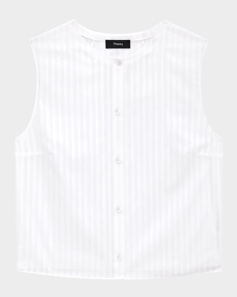 Stripe Button-Front Sleeveless Shell  Product Image