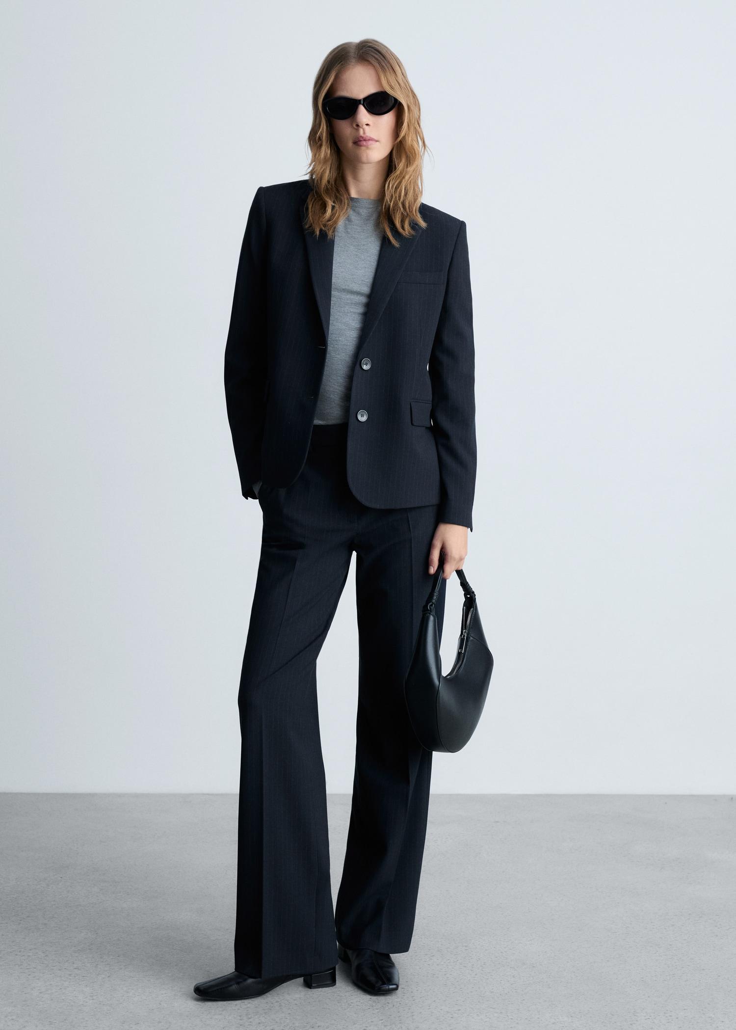 Pinstripe suit blazer - Women | MANGO USA Product Image