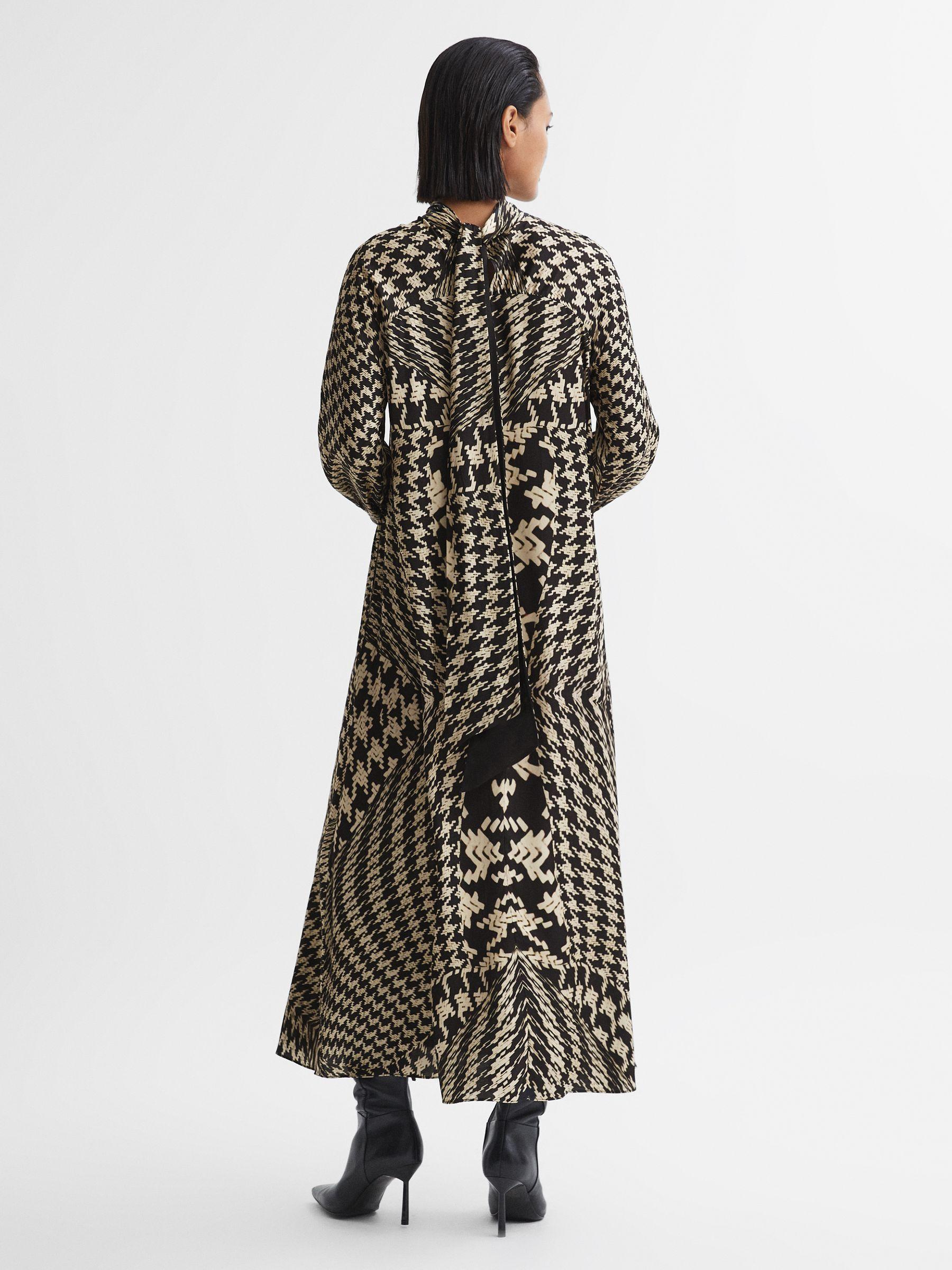 Dogtooth Midi Dress in Black/White Product Image