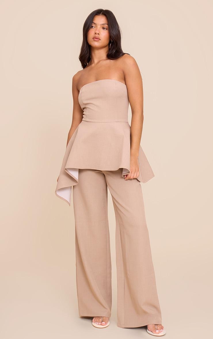 Taupe Premium Tailored Asymmetric Bandeau Top Product Image