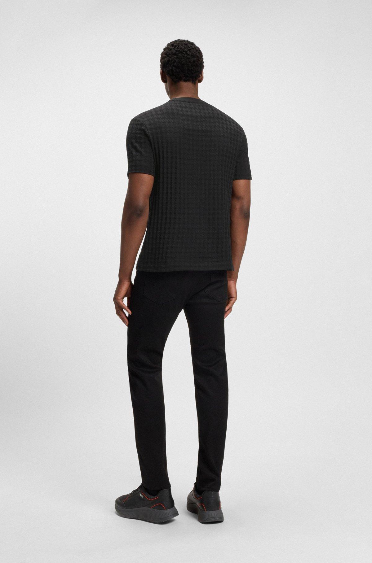 BOSS - Porsche x BOSS houndstooth-patterned T-shirt in mercerized cotton - Black Product Image