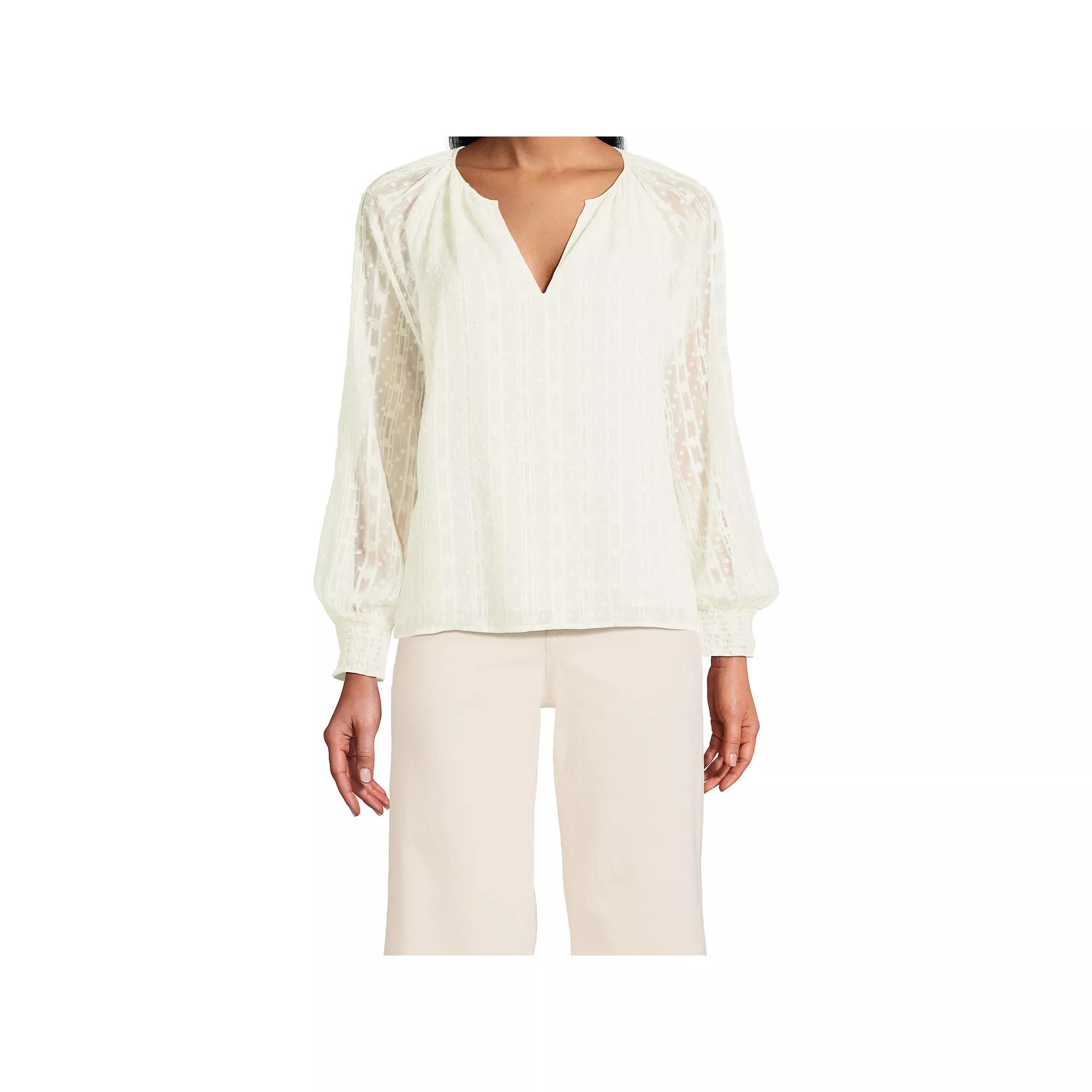 Women's Lands' End Clip Dot Chiffon Blouse,  Product Image