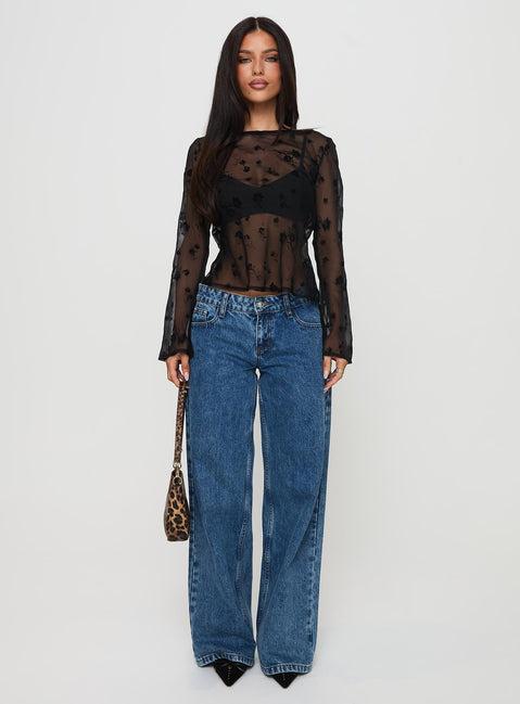 Broken Clocks Long Sleeve Top Black Product Image