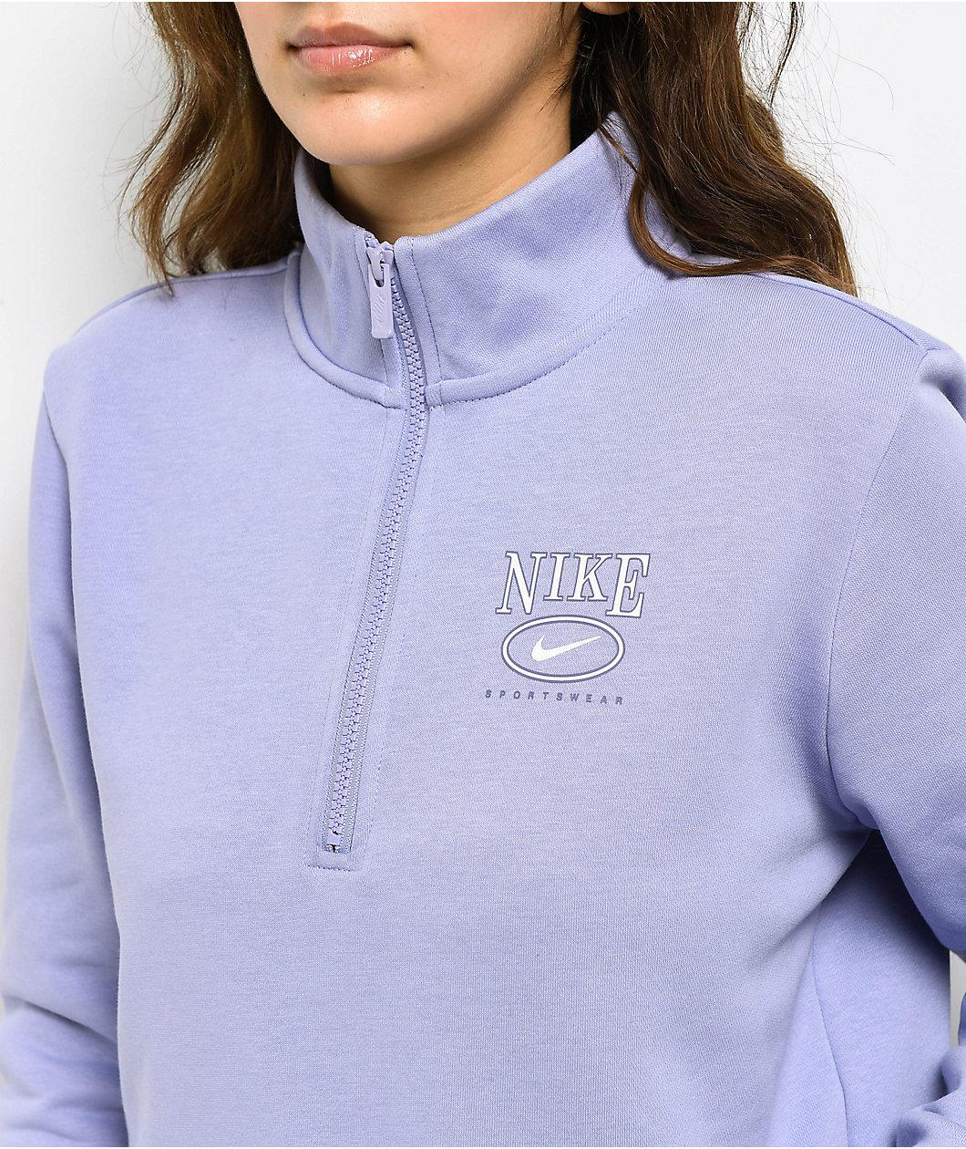 Nike Sportswear Club Purple Fleece Quarter Zip Sweatshirt Product Image
