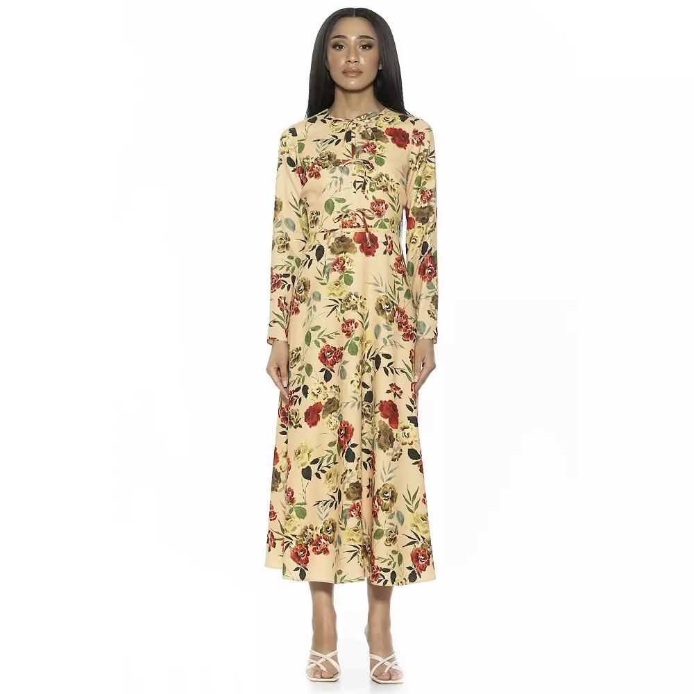 Women's ALEXIA ADMOR Ophelia Crewneck Long Sleeve Fit And Flare Midi Dress,  Product Image