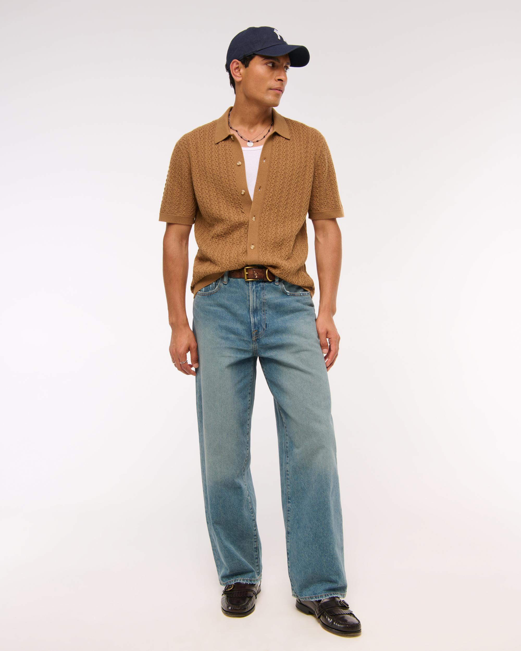 Cable Button-Through Sweater Polo Product Image