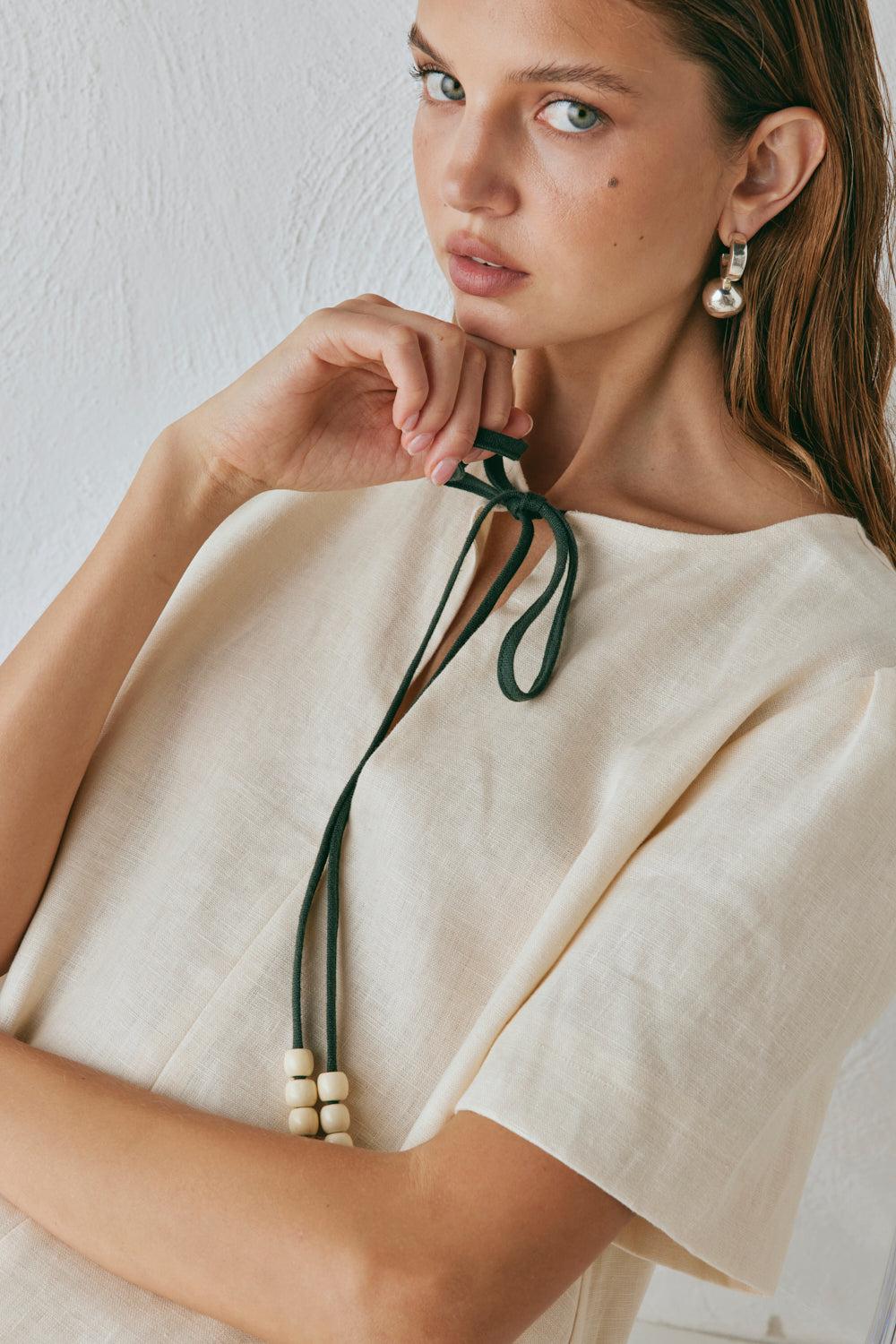 Olsen Linen Mini Dress Cream Product Image