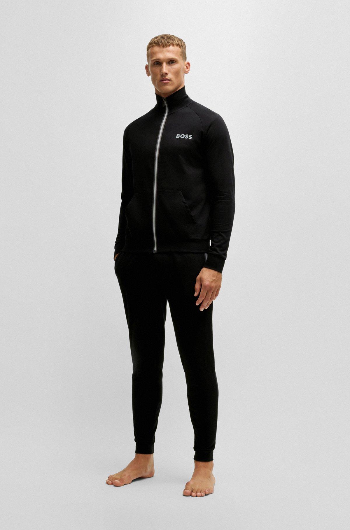 Cotton-terry zip-up jacket with logo print Product Image