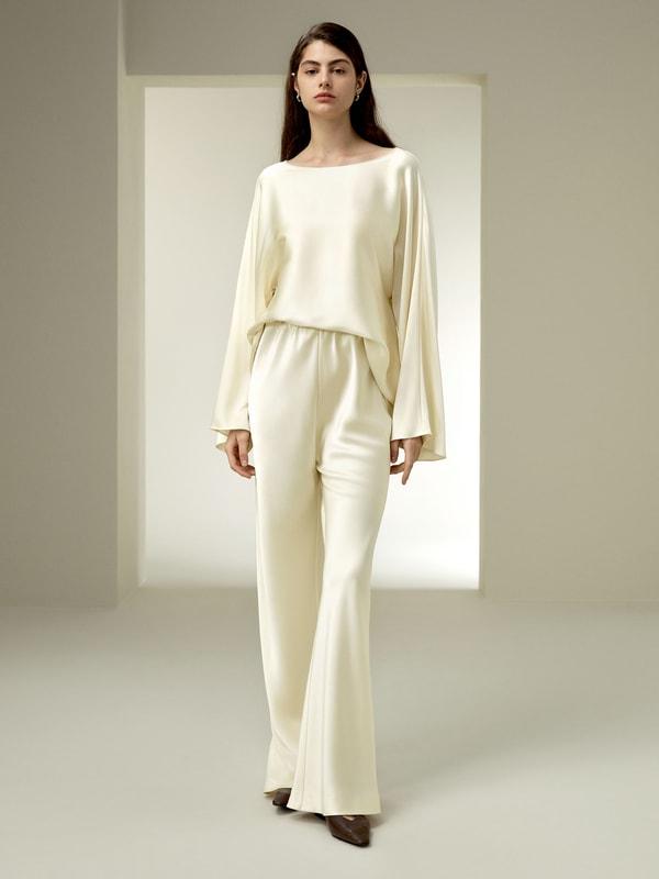 LILYSILK Silk Blouse Women - Midnight Blue Mulberry Silk - Perfect for Work Or Casual Round Neckline Tops S Product Image