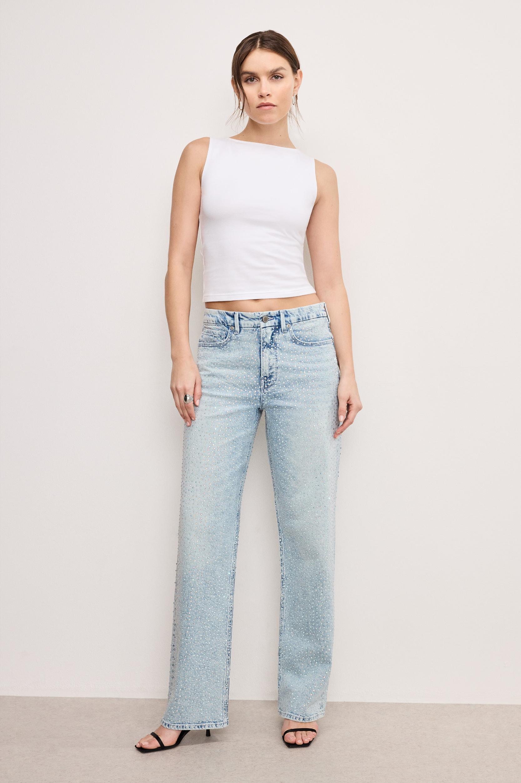 GOOD 90S RELAXED RHINESTONE JEANS | INDIGO975 Product Image