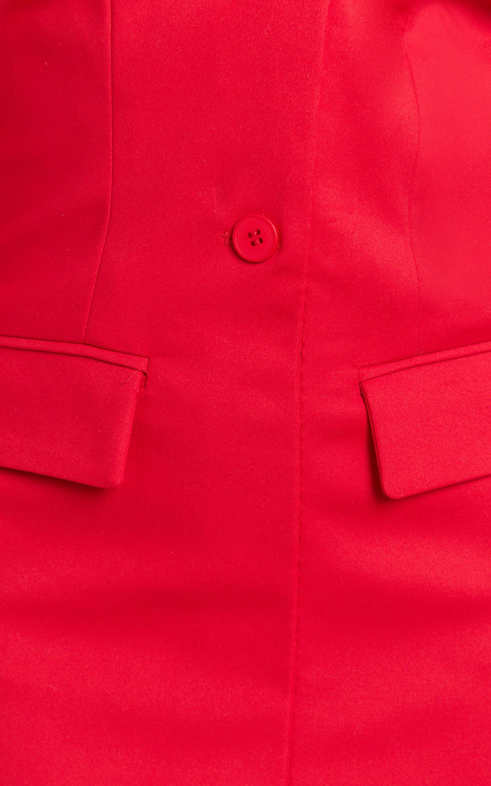 Anabelle Mini Dress - Tailored Off Shoulder Dress in Red Product Image