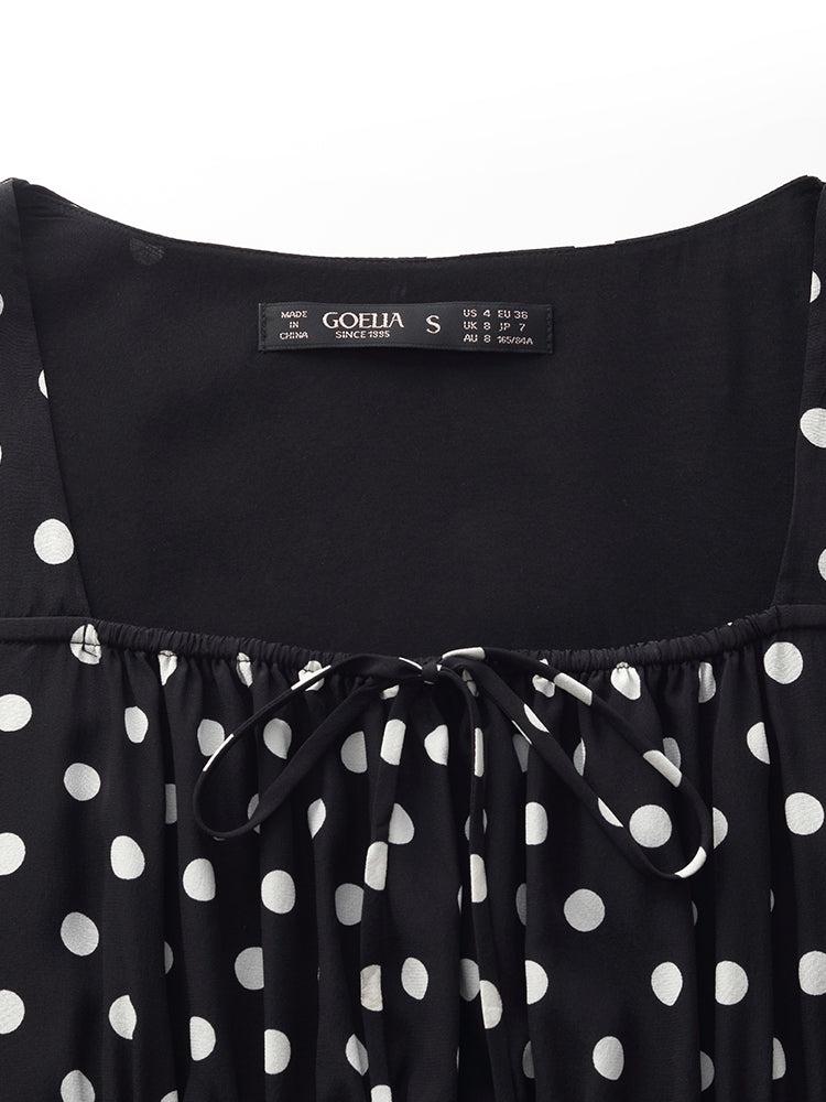 16 Momme Mulberry Slik Polka Dots Women Maxi Dress Product Image