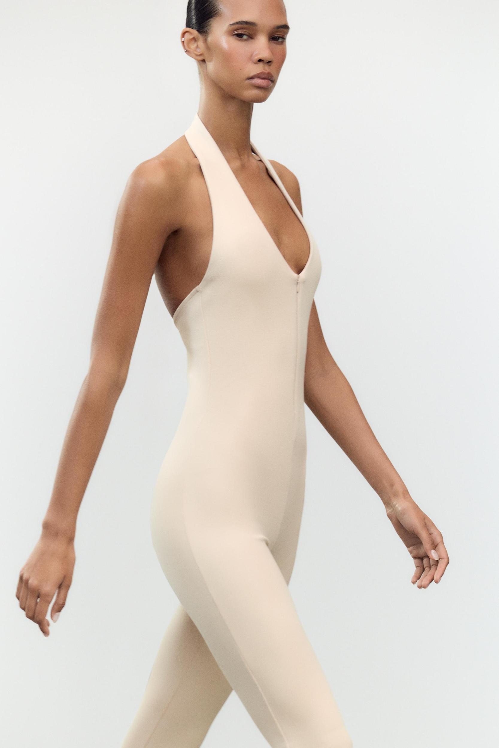 LONG HALTER INTERLOCK JUMPSUIT Product Image