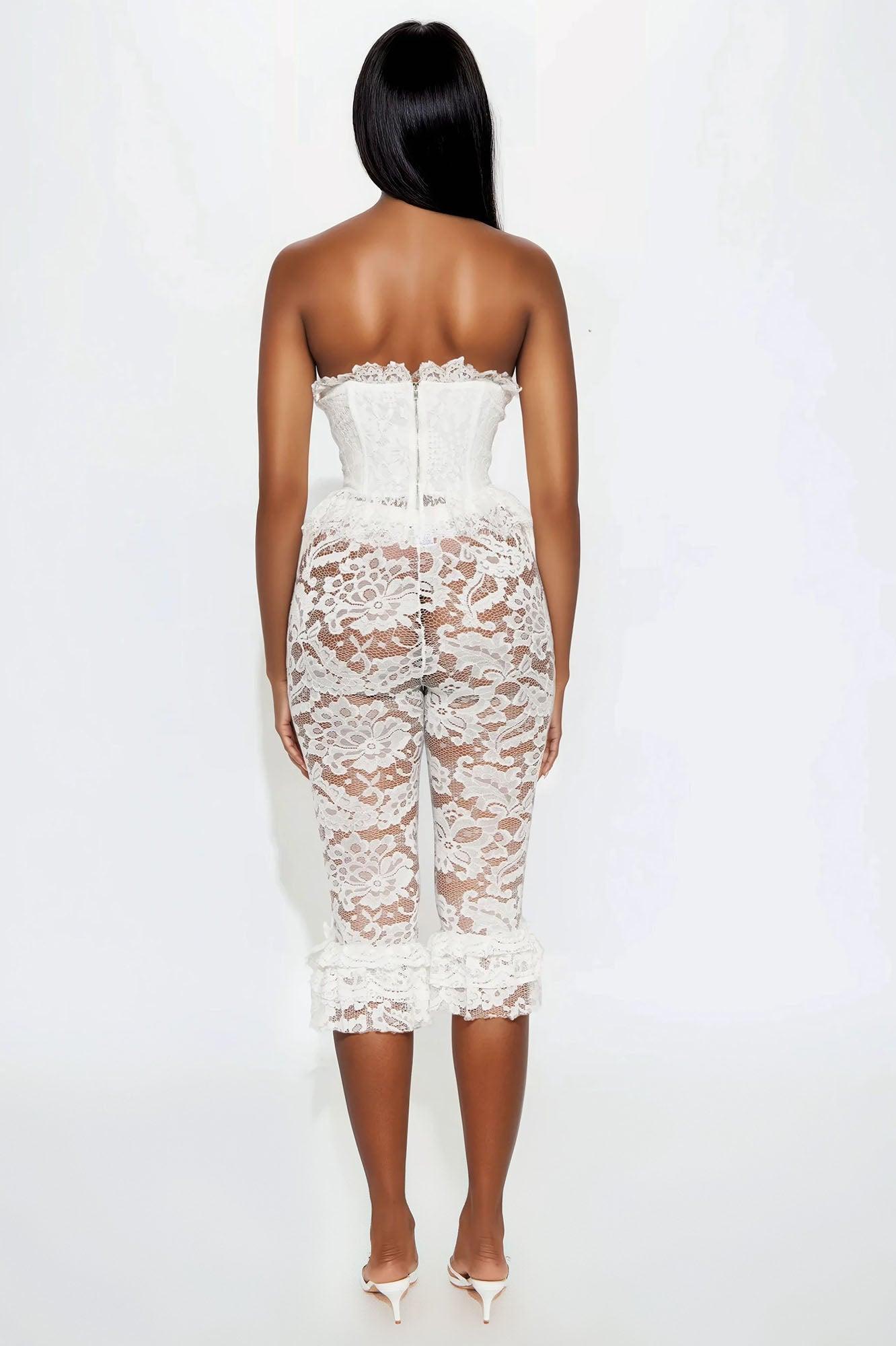 Heartfelt Desire Lace Corset Top - White Product Image