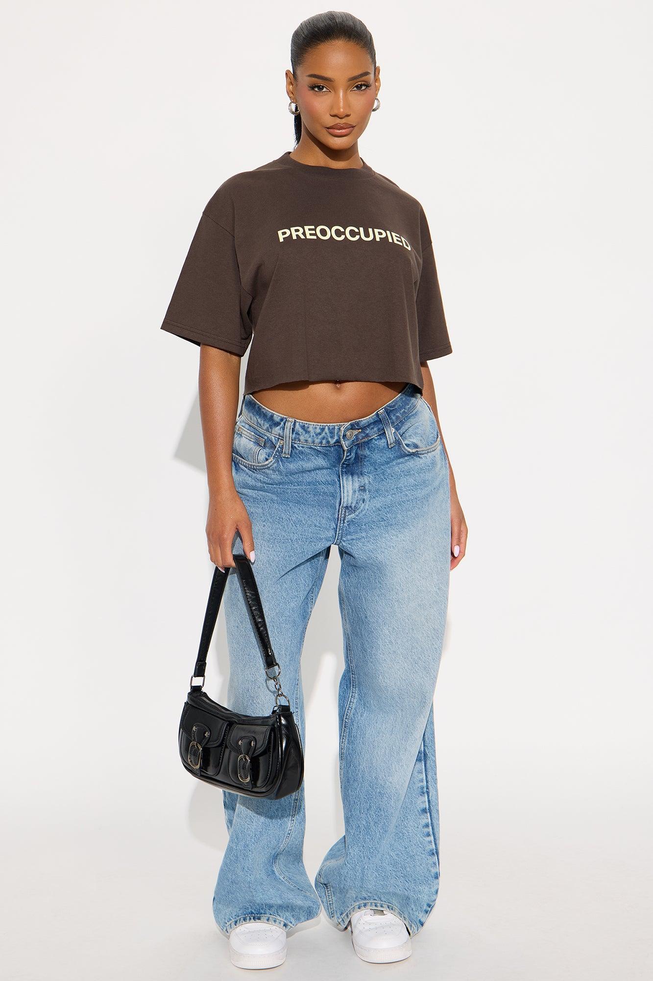 Preoccupied Cropped Tee - Brown Female Product Image