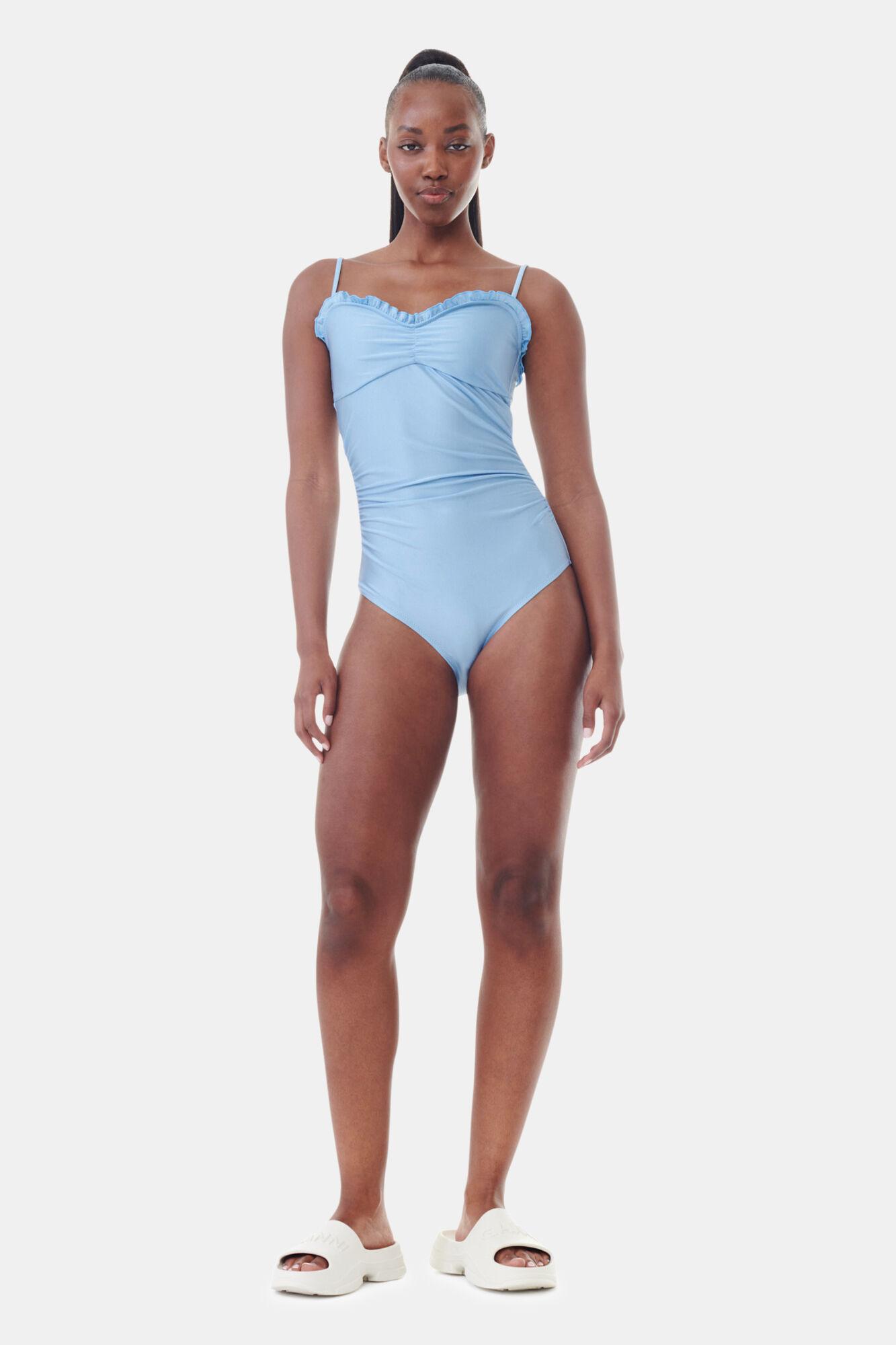 Blue Gathered Swimsuit Product Image
