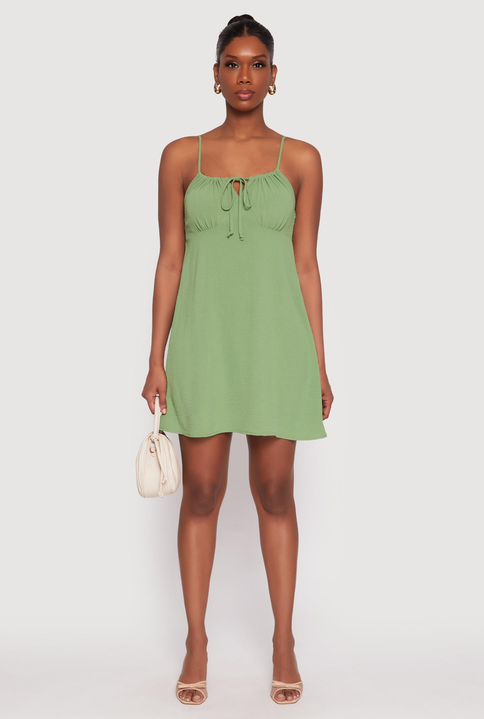 Womens Tie Front Keyhole Cami Dress Product Image