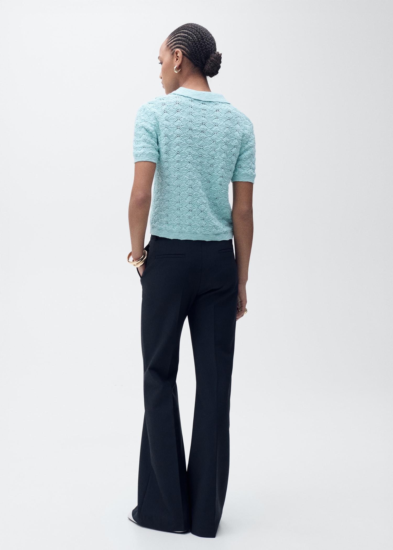 Polo-neck crochet sweater - Women | MANGO USA Product Image