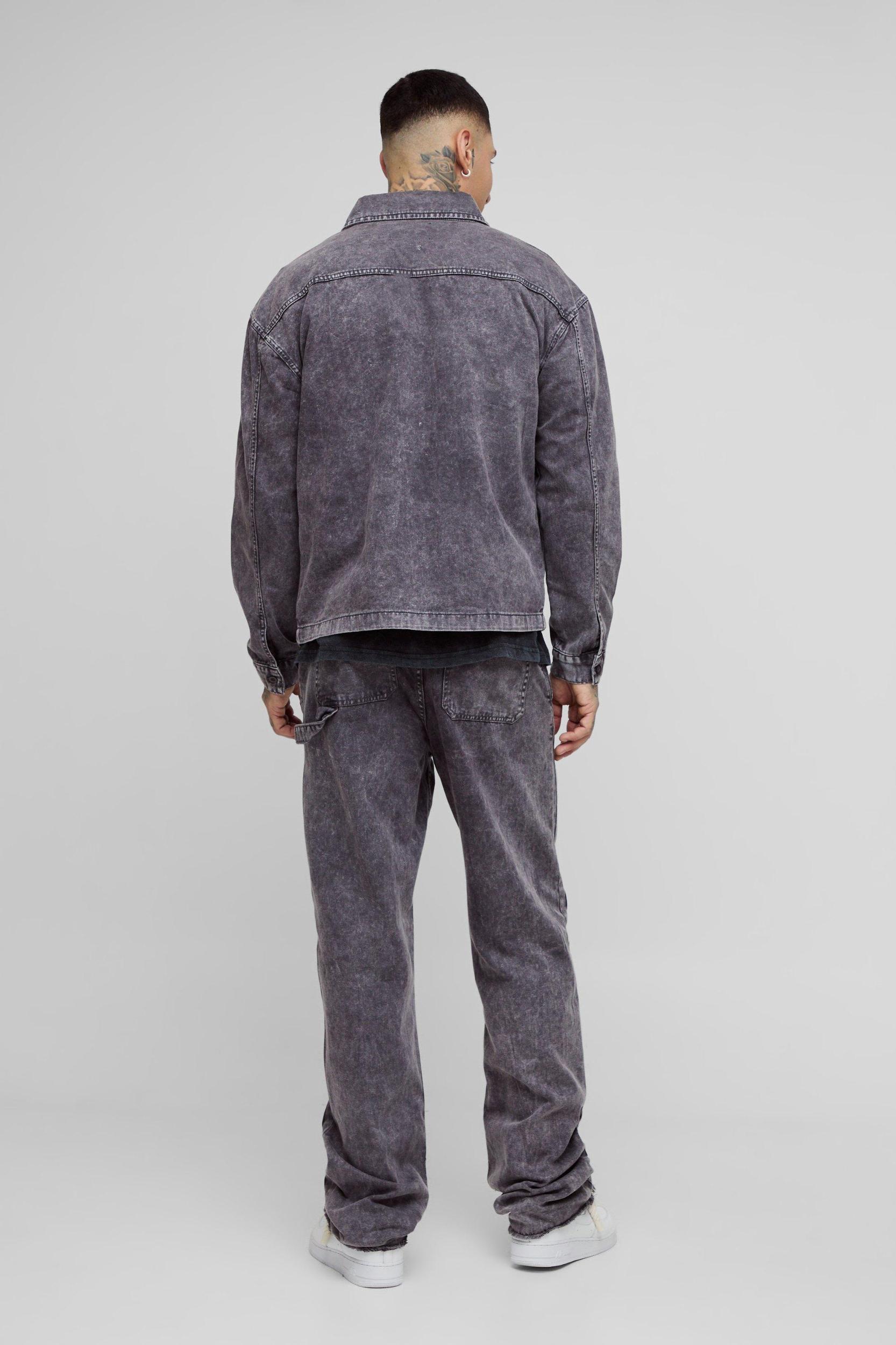 Tall Acid Wash Distressed Relaxed Fit Carpenter Pants | boohooMAN USA Product Image