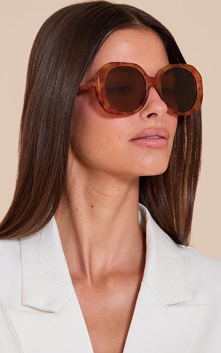 Brown Marble Effect Square Angled Frame Sunglasses Product Image