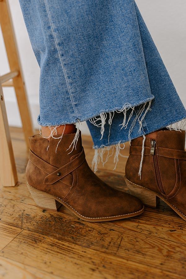 The Fed Up Faux Leather Bootie in Brown Product Image