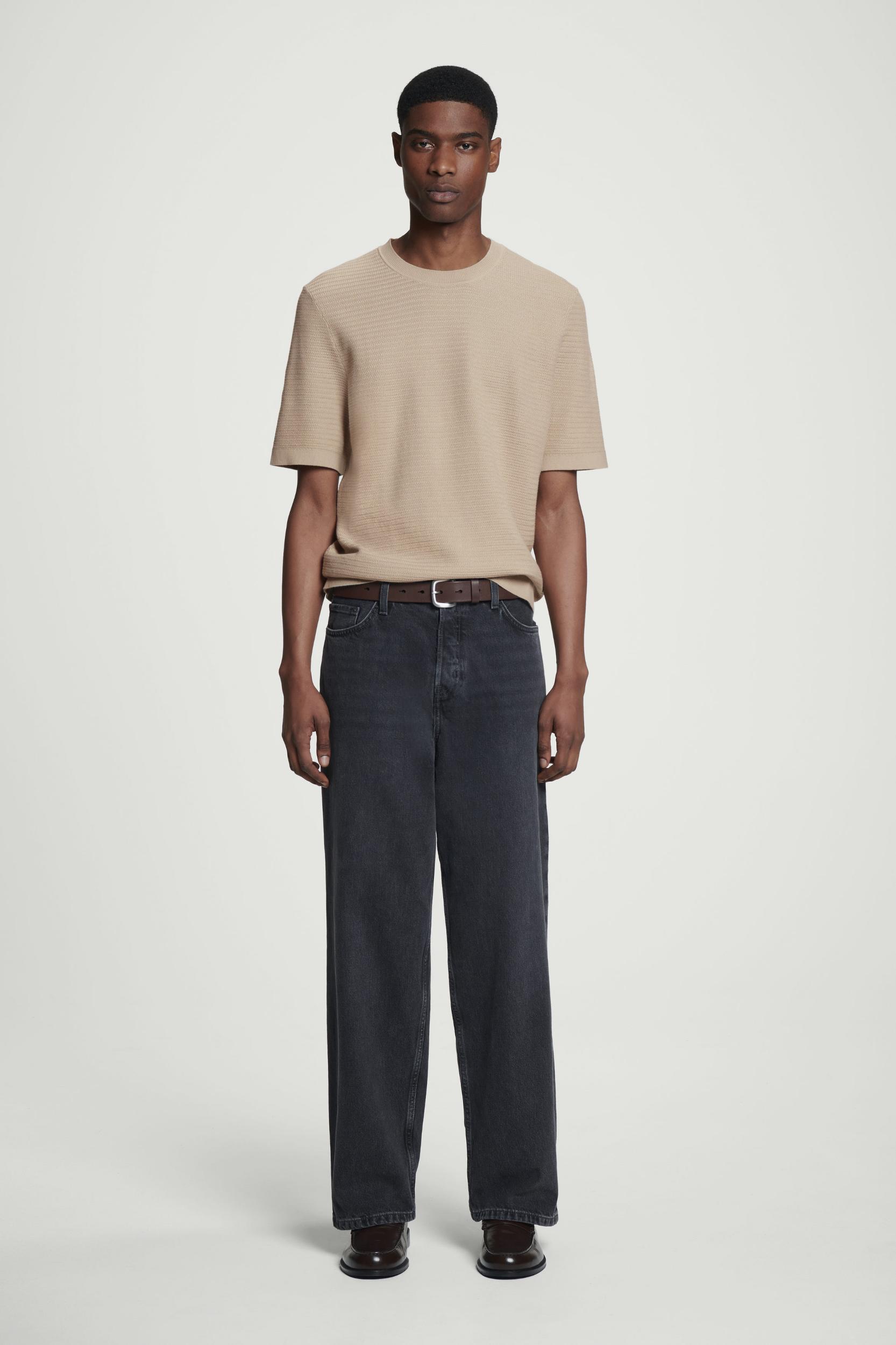 TEXTURED KNITTED COTTON T-SHIRT Product Image