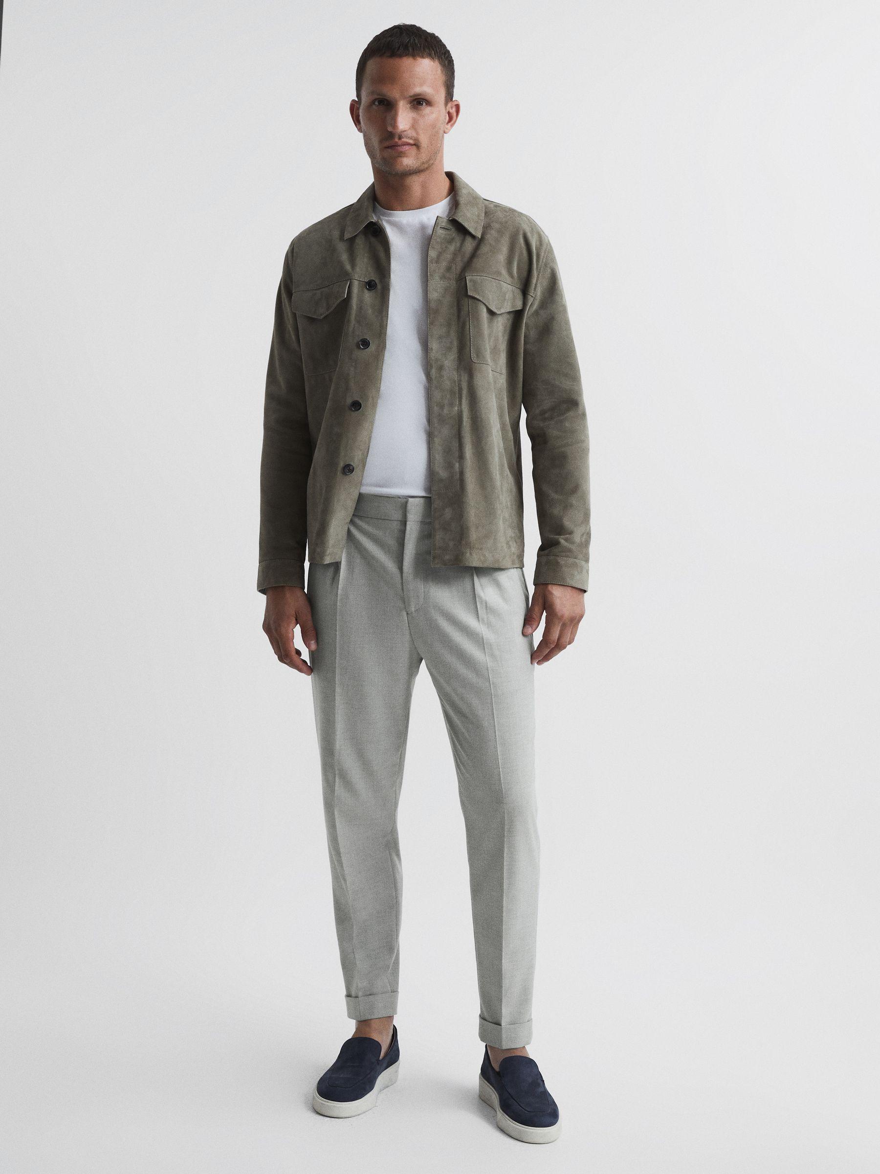 Relaxed Drawstring Trousers with Turn-Ups in Soft Grey Product Image