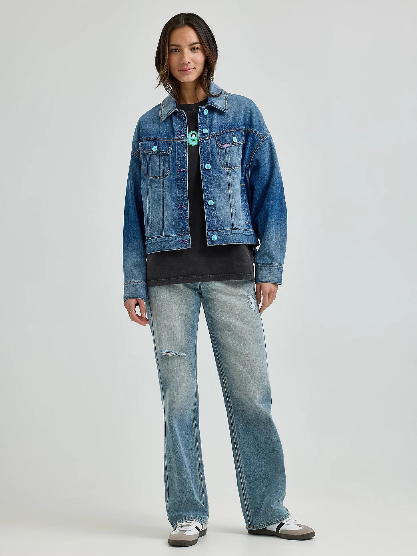 Women's Lee® x Ruohan Wang Relaxed Floral Denim Rider™ Jacket | Women's Jackets & Outerwear | Lee® Product Image