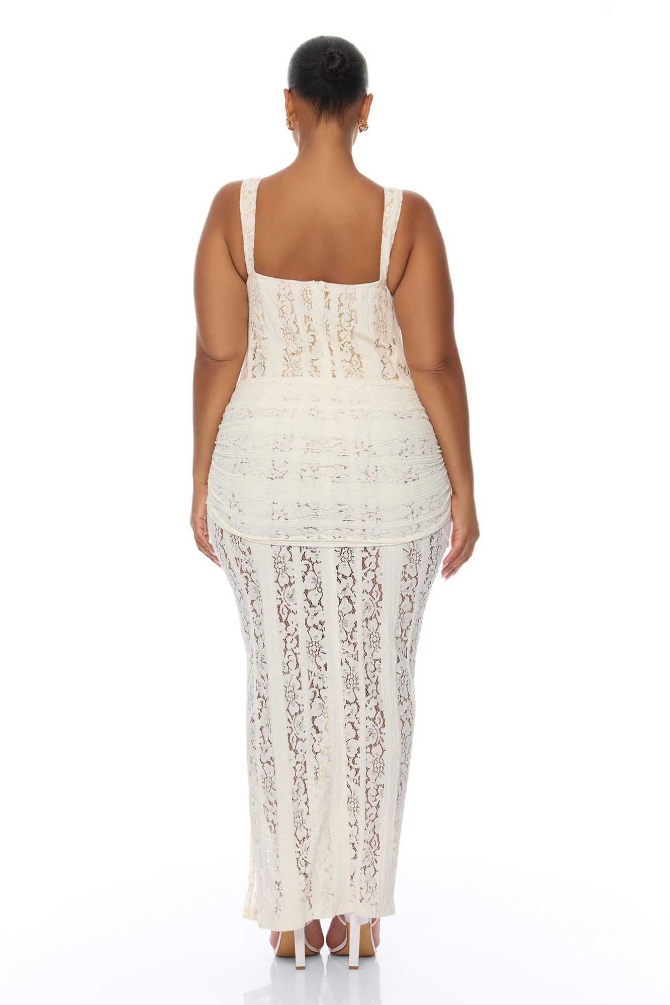 Martina Draped Lace Maxi Dress - Ivory Female Product Image