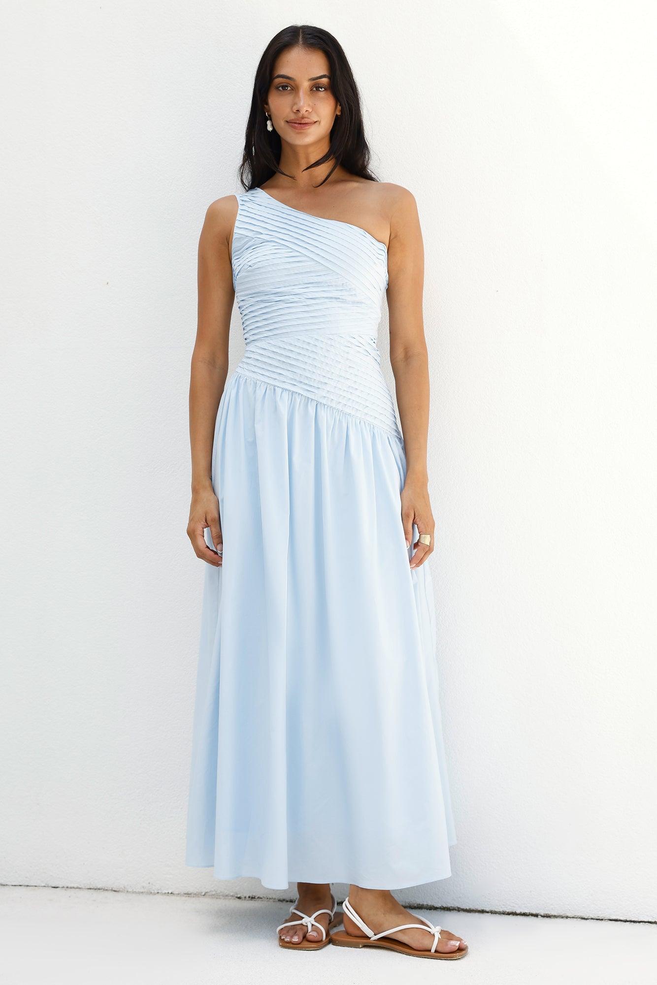Seashell Moments One Shoulder Maxi Dress Blue Product Image