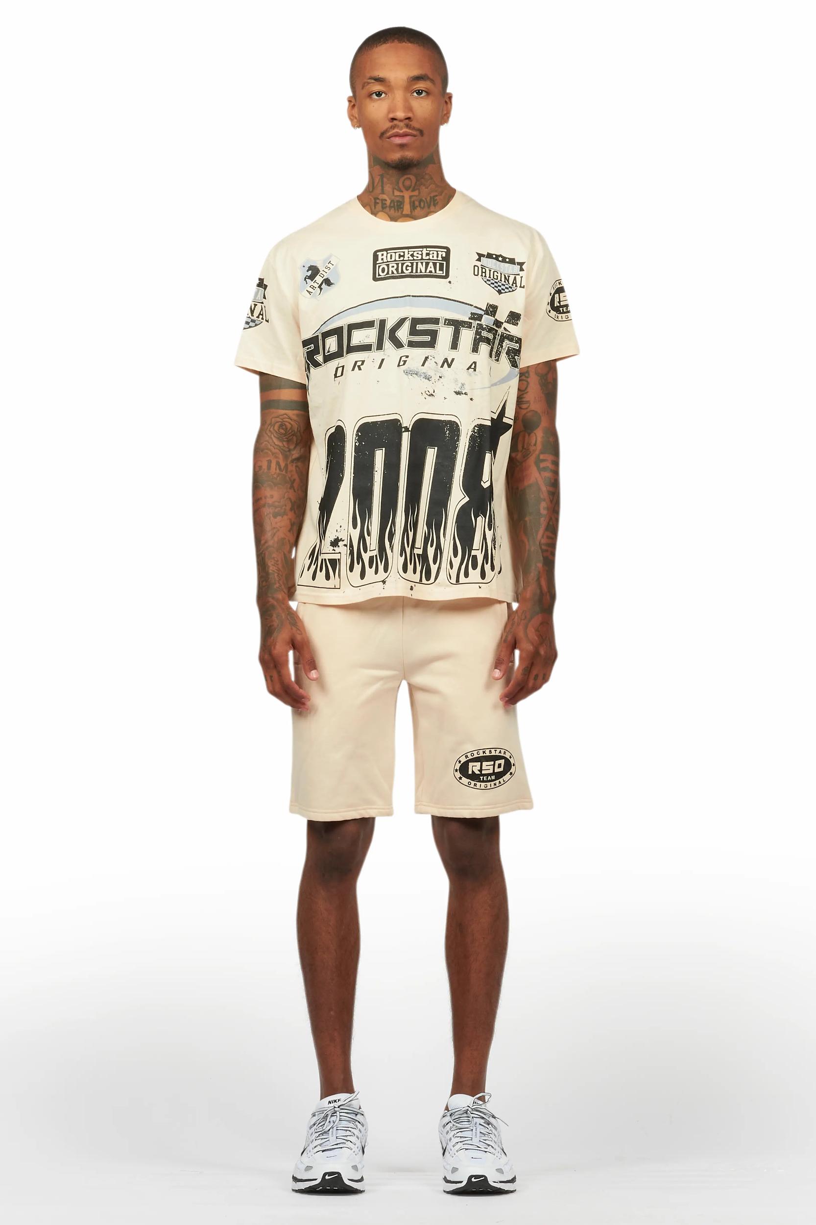 Amos Beige Graphic T-Shirt Short Set Male Product Image