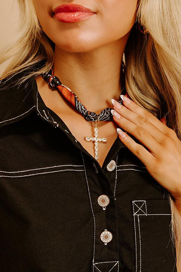 Square Cross Scarf Necklace Product Image