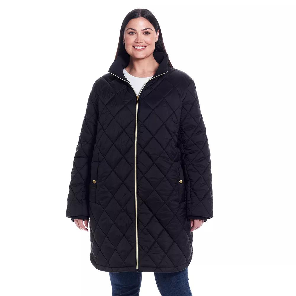 Plus Size Weathercast Quilted Zip Front Walker Jacket, Women's, Size: 2XL, Black Product Image