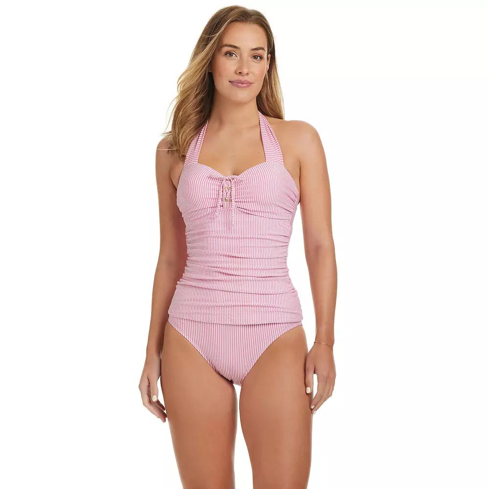 Women's Draper James Halter Bandeau Tankini, Size: XXL, Pink Carnation Product Image