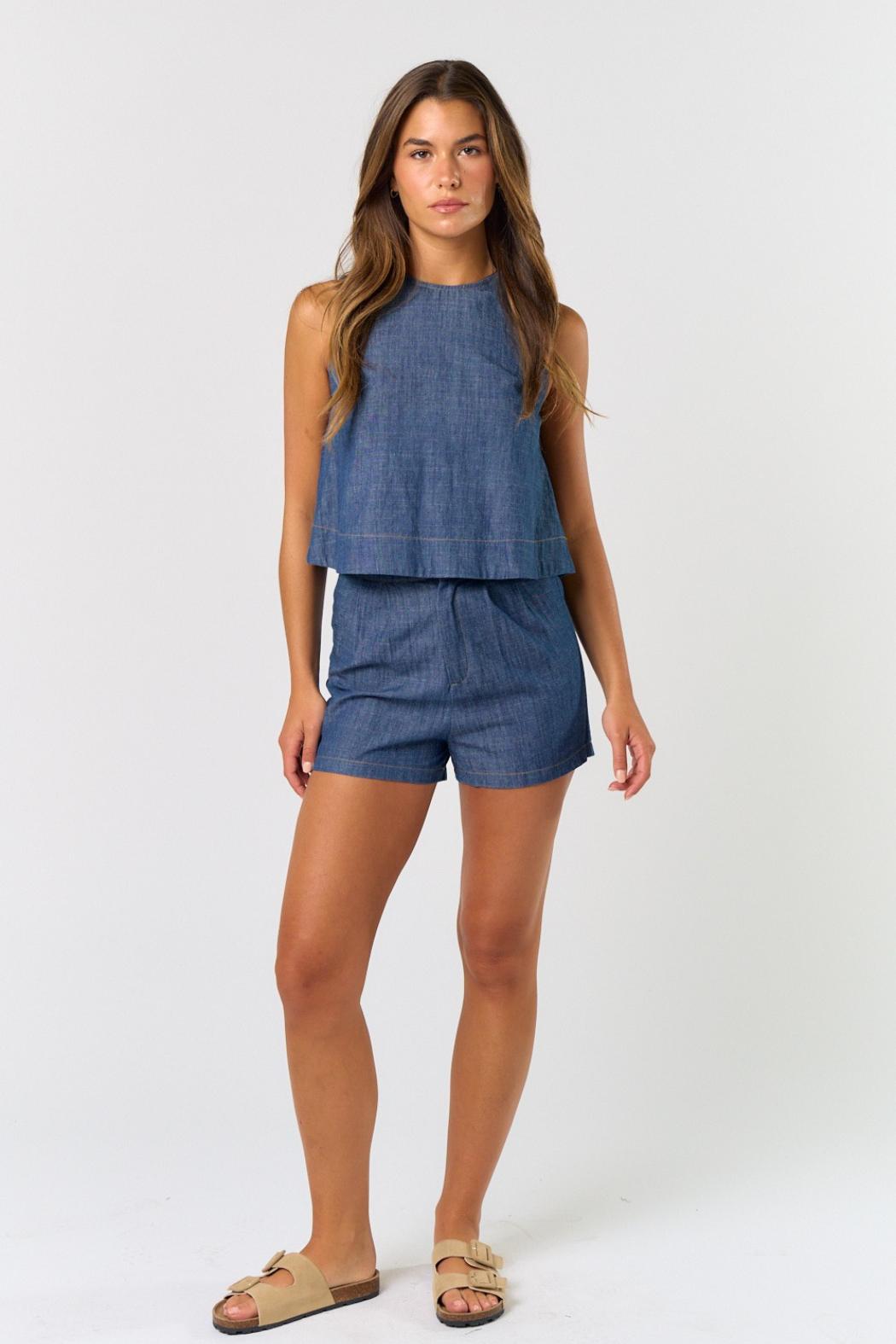 Solid Denim Shorts Product Image