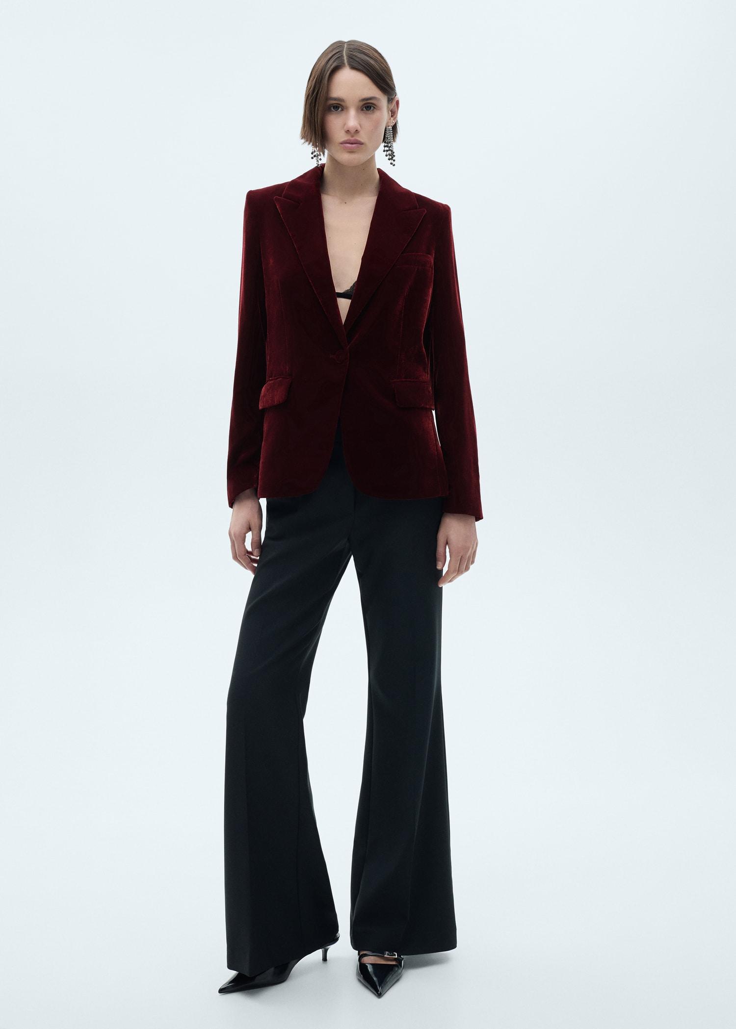 Structured velvet jacket - Women | MANGO USA Product Image