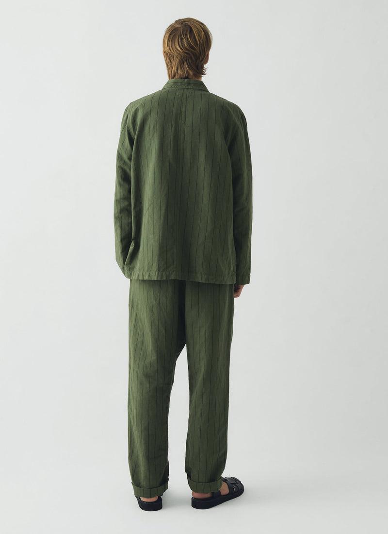 Overdyed Stripe Elasticated Cotton Linen Pants | Basil Product Image