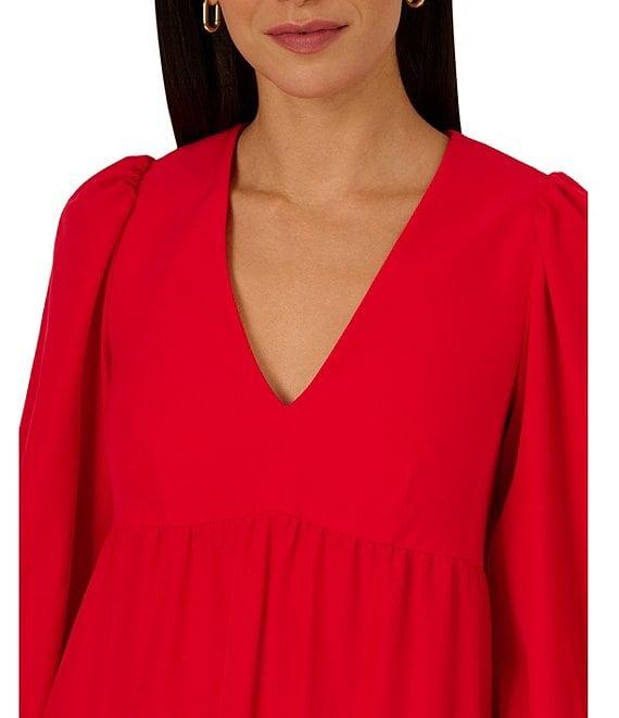 Adrianna by Adrianna Papell V Neck Long Sleeve Tiered A-Line Mini Dress Product Image