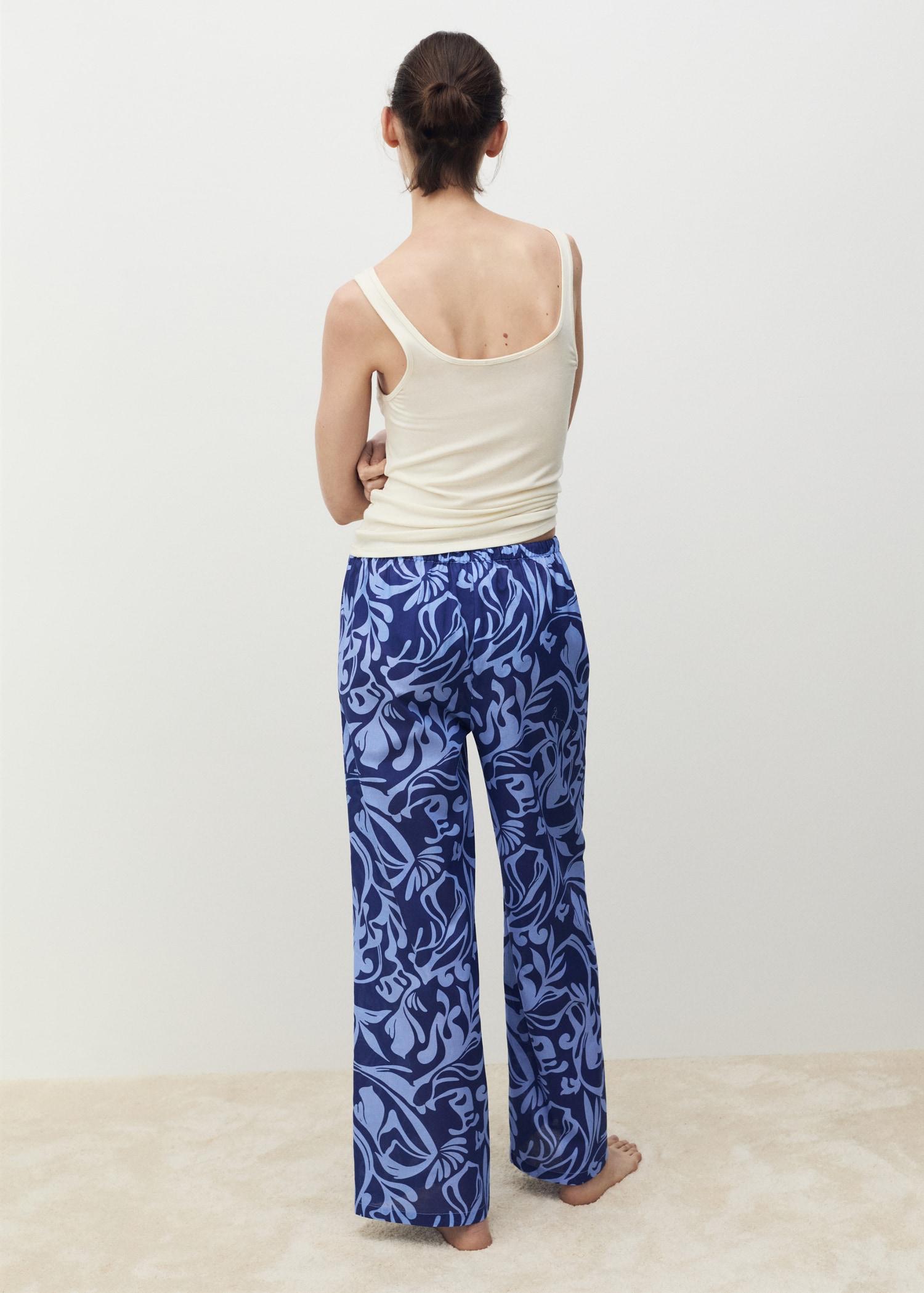 Cotton two-tone printed pants - Women | MANGO USA Product Image